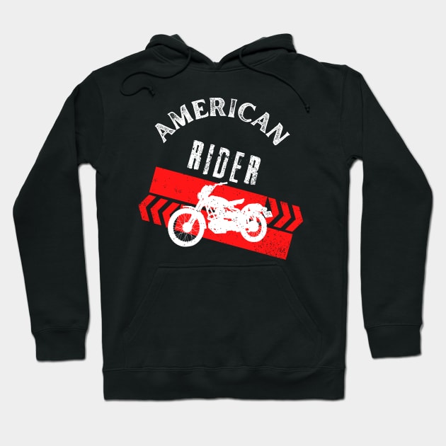 American Rider Motorcycle Vintage Biker Hoodie by Foxxy Merch